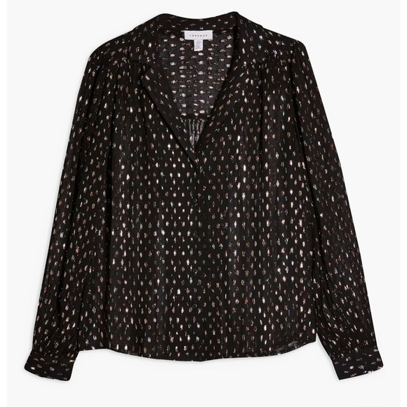 TOP SHOP Colorful Metallic Blouse- size 4 - Picture 3 of 7
